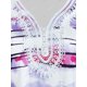thumbnail image 3 of Más el tamaño del tinte del lazo del patrón V de encaje T cuello camisa Rosegal Camisetas tallas grandes, 3 of 5