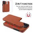 thumbnail image 2 of Allytech 2 in 1 Detachable Wallet Case for iPhone 12 Pro / 12 6.1" with Card Holder, [Large Capacity] PU Leather Magnetic Snap Kickstand Shockproof Anti-Drop Case Support Wireless Charging, Brown, 2 of 9