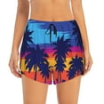 thumbnail image 2 of Balery Beach with Palm Trees Pantalones cortos deportivos para mujer con forro y dos bolsillos, elásticos, para entrenamiento, gimnasio, yoga-Large, 2 of 7