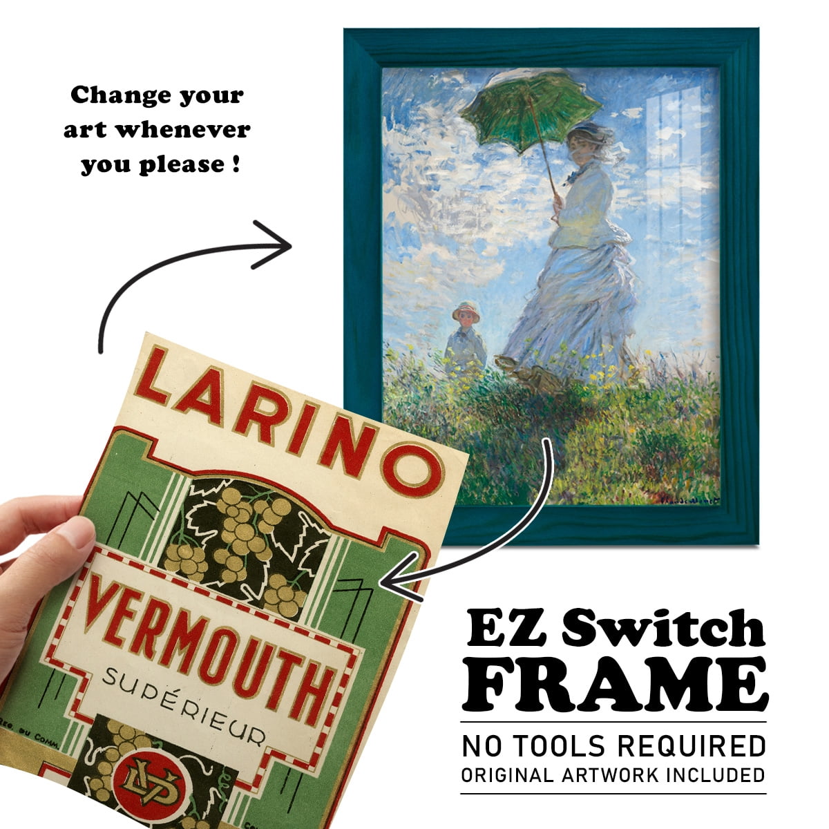 Larino Vermouth -Framed Print w/glass-Ocean Blue