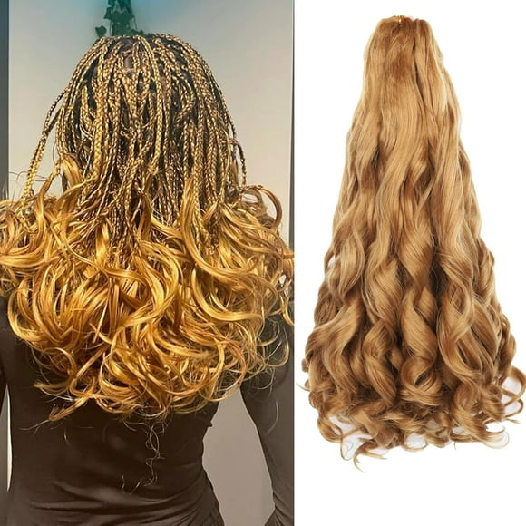 shiyou-Honey Blonde French Curly Braiding Hair 18 Inch 5 Packs French Curl Braids Pre Stretched Bouncy Braids Loose Wavy Braid Synthetic Hair Extensions For Women (27#, 18inch)