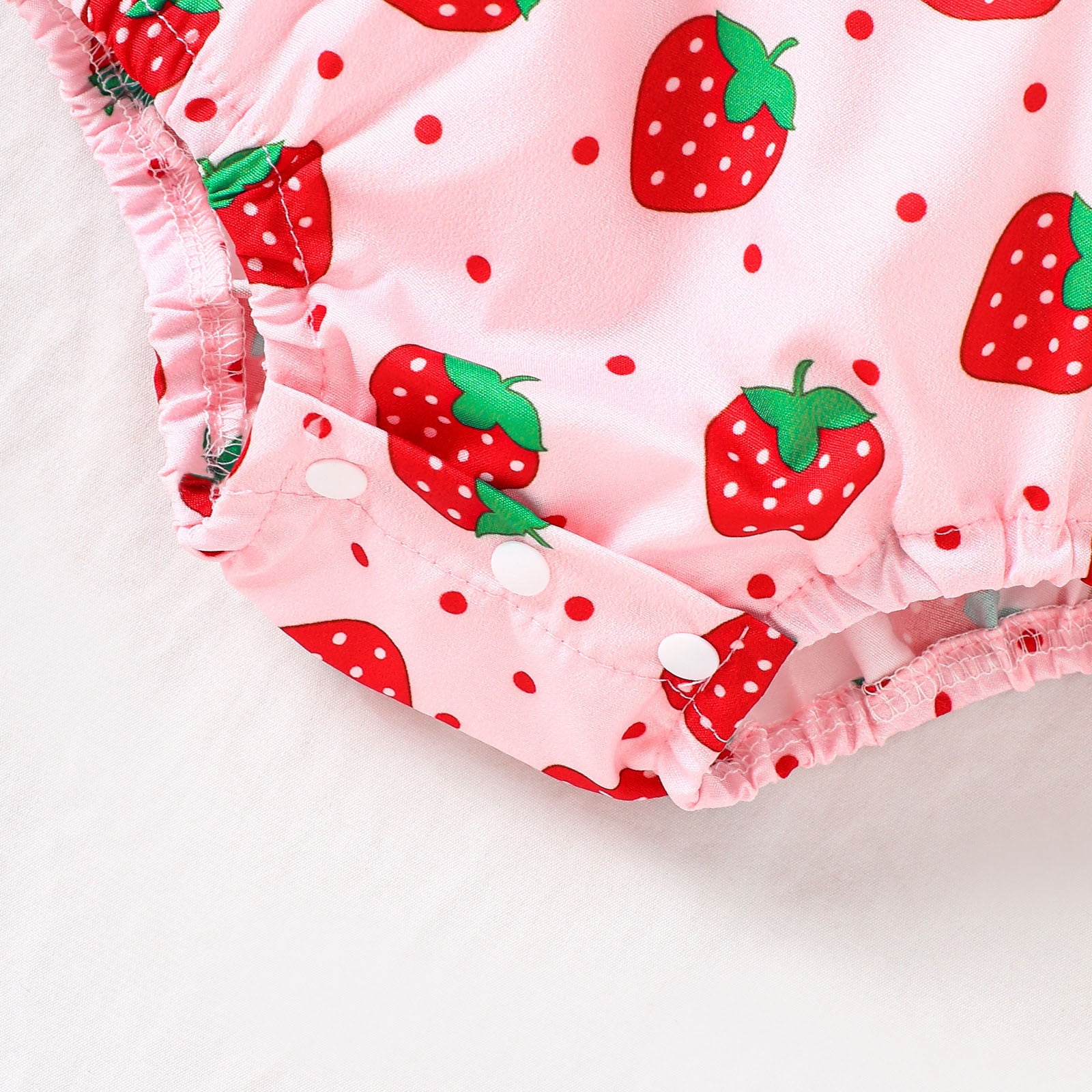 Girls Romper Baby Girls Summer Short Sleeve Strawberry Prints Romper Bodysuits Headbands Set Baby Romper Pink 6 Months-12 Months