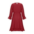 thumbnail image 5 of OGLCCG Tween Girls Long Dresses High Low Hem Ruffle Long Sleeve Crew Neck Flowy Tiered Dress Casual Solid Color Summer Boho Dress 4-15 Years, 5 of 7