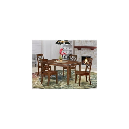 60" Rectangular Dining Table Set - 5 Piece with 4 Wood Chairs