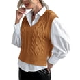 thumbnail image 5 of Women V Neck Sweater Vest Sleeveless Knit Solid Casual Ribbed Preppy Pullover Tops, 5 of 5