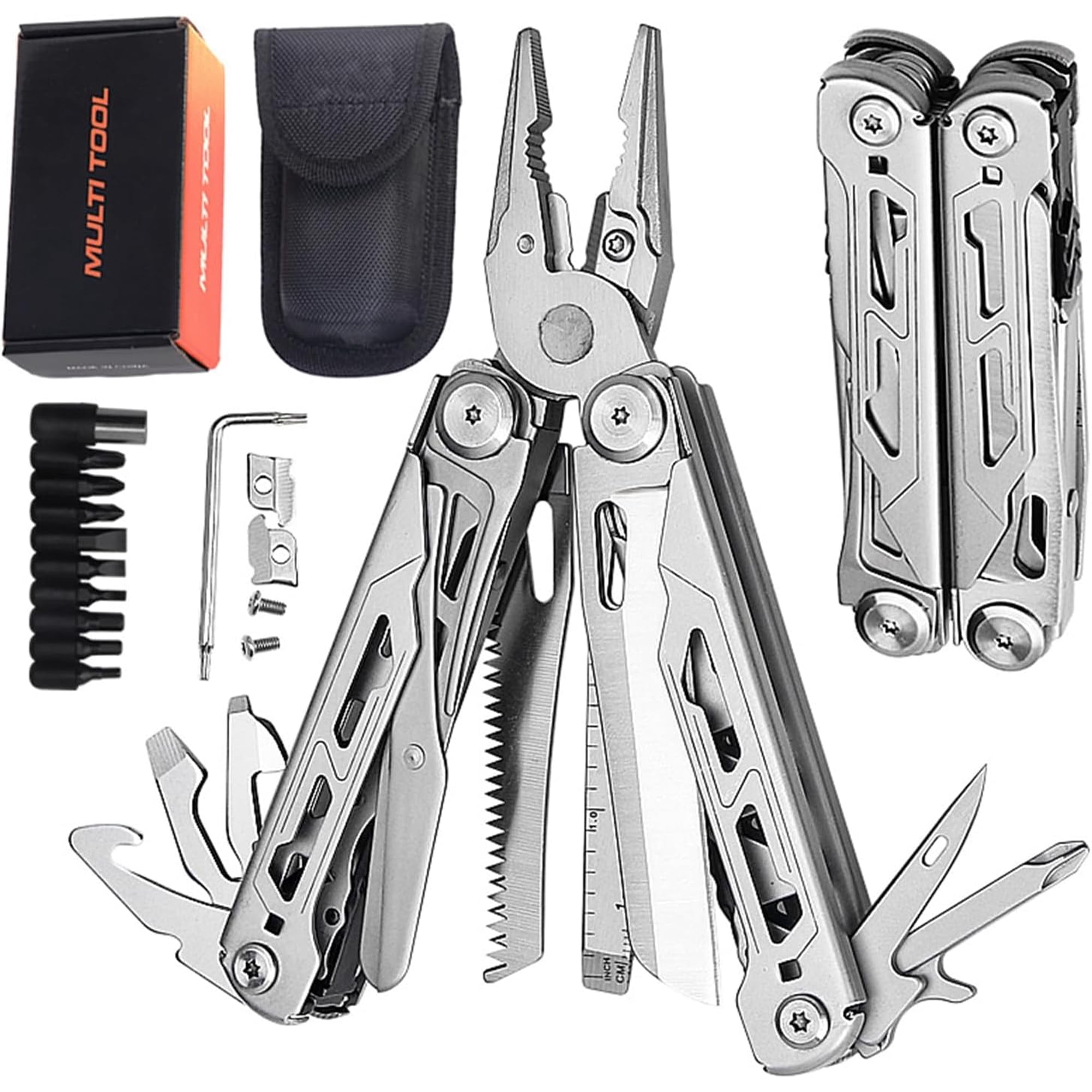 HK ONLINE SHOP Multitool Functional Pliers Made of Stainless Steel Foldable Screwdriver Sleeve Self-locking Pliers With Portable Perfect for Outdoor Survival Camping Hiking Simple Repair