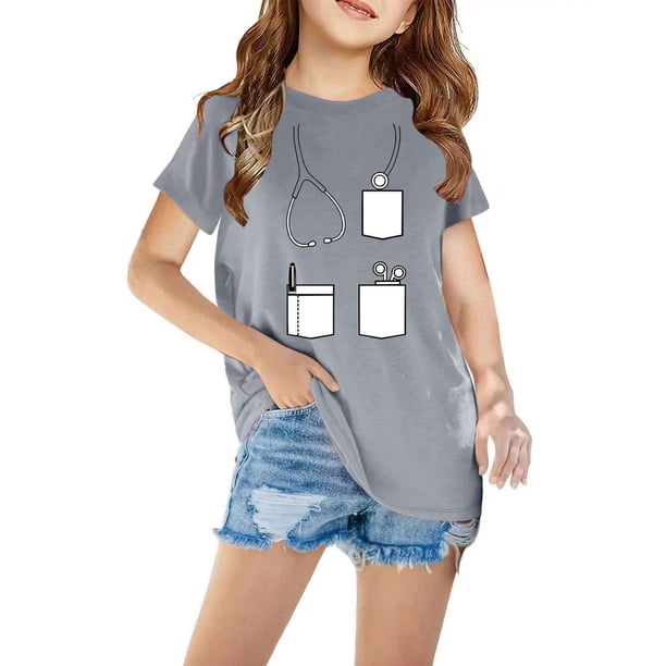 Niño Pequeño Camisa de Pascua Chico Manga Corta Camiseta Gráfica Cuello Redondo Crop Top para 3-14 Años Niñas Y Chico