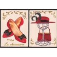 thumbnail image 1 of Vintage Rouge Mode Française - Chaussures Sac à Main Chapeau Lunettes de Soleil Rouge à Lèvres Albâtre Blanc Papier Peint Bord Rétro Design, Rouleau 15' x 7'', 1 of 3