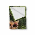 thumbnail image 2 of Chihuahua Soft Flannel Fleece Throw Blanket, Dog on Grass Wearing Sunglasses and Strappy Top Enjoying the Sun at Park, Cozy Plush for Indoor and Outdoor Use, 50" x 70", Multicolor, by Ambesonne, 2 of 6