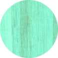 thumbnail image 1 of Ahgly Company Machine Washable Indoor Round Solid Turquoise Blue Modern Area Rugs, 6' Round, 1 of 4
