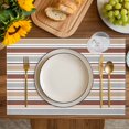 thumbnail image 4 of Beige Khaki Striped Placemats Set of 6, Farmhouse Stripes Modern Abstract Art Placemats for Dining Table, Place Mats for Kitchen Tabletop, Waterproof Wipeable Dining Table Mats Set, 4 of 9