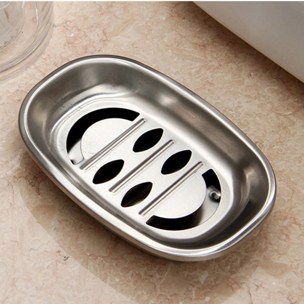 FEIDOL 2-Pack Soap Dish With Drainage - Oval Grey ABS Plastic Holder For Bathroom Or Kitchen (Keeps Soap Dry)