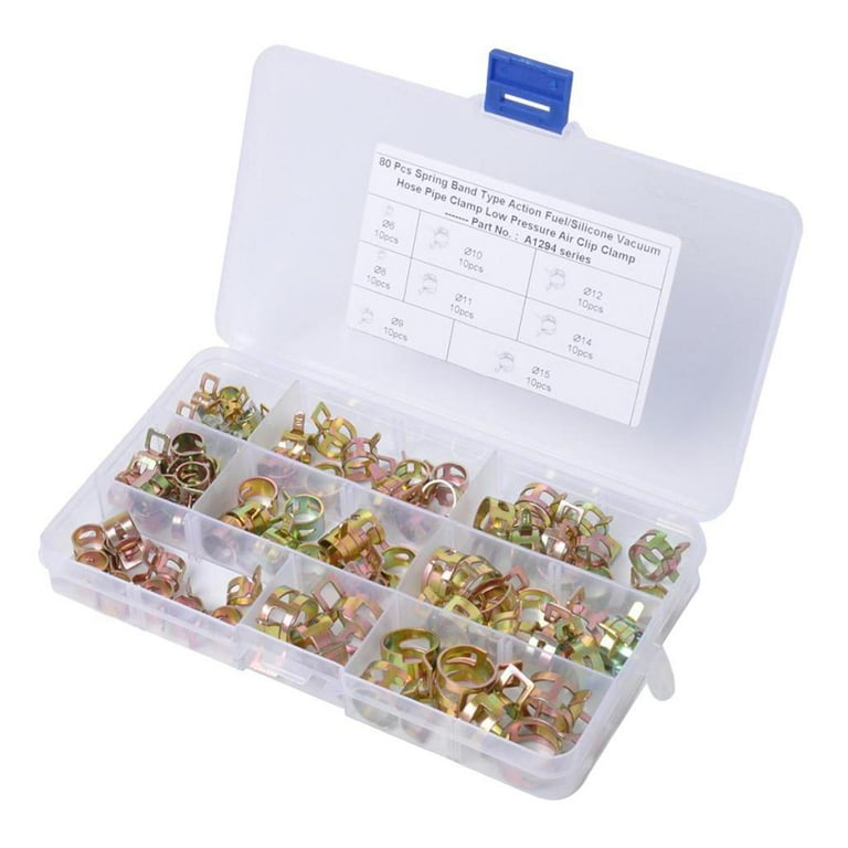75 PCS Spring Clip Hose Clamp Assortment - 6mm To 10mm For Fuel Line, Vacuum, Air, Water Hose