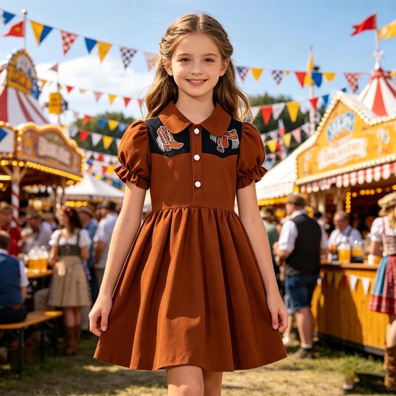 Toddler Baby Girls Western Cowboy Shirt Dress Country 3-4 Years