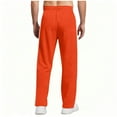thumbnail image 5 of Men's Fleece Lined Striped Sweatpants - Open Bottom Athletic Gym Lounge Pants,Orange,Medium, 5 of 7