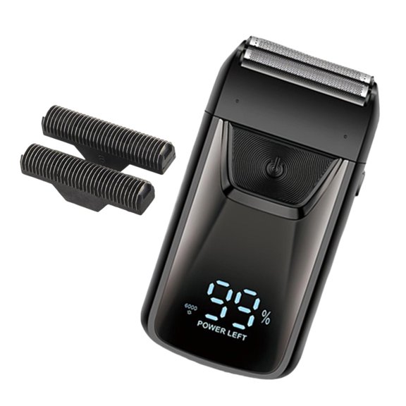 Afeitadora eléctrica recortadora de láminas, cabezal lavable con carga USB, depilación facial, afeitadora de barba para el hogar, viajes al aire libre negro