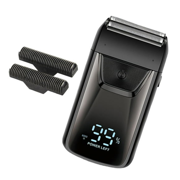 Afeitadora eléctrica recortadora de láminas, cabezal lavable con carga USB, depilación facial, afeitadora de barba para el hogar, viajes al aire libre negro