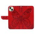 thumbnail image 6 of Dteck Pattern Case for iPhone 15,Magnetic Leather Butterfly Floral Embossed Flip Case Card Slots Wallet Stand Cover with Wrist Strap for iPhone 15,Red, 6 of 7