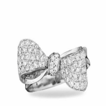 1CT Natural Diamond (I-J,SI1) Round Cut Bow Ring 14K White Gold Fine Jewelry for Women Gifts