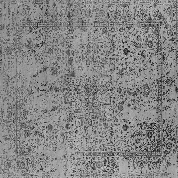 Ahgly Company Indoor Square Oriental Gray Industrial Area Rugs, 3' Square