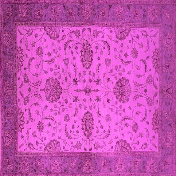 Ahgly Company Indoor Square Oriental Pink Industrial Area Rugs, 3' Square