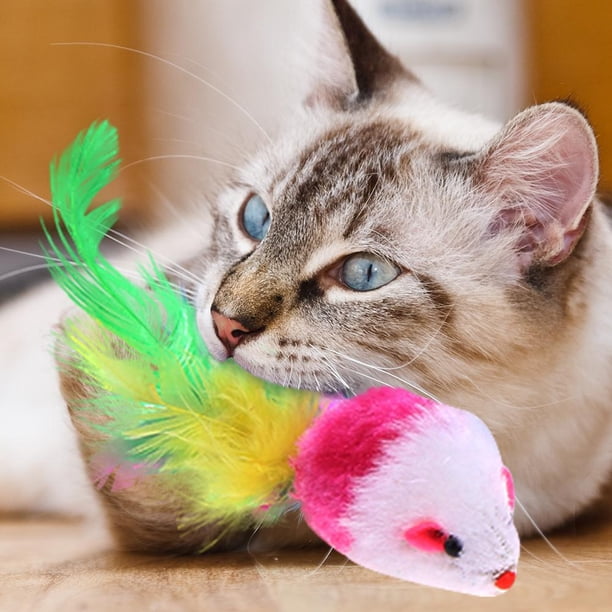 Ratón de peluche peludo, ratón de gato ecológico, juguete suave y bonito, juego de entrenamiento, suministros para gatos Hugtrwg Para estrenar