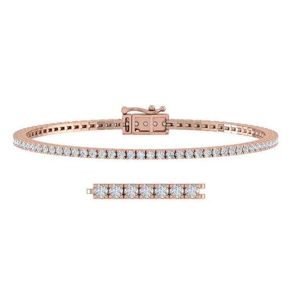 1 1/2 Carat Diamond Bracelet Tennis in 10K Rose Gold (7 Inch)