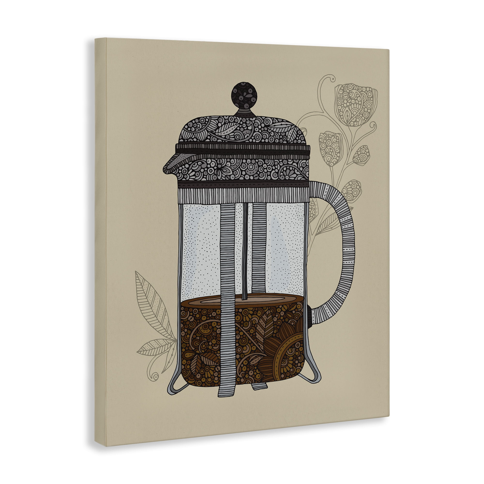 Stupell Industries French Press Coffee Food & Beverage Painting Gallery Wrapped Canvas Art Print Wall Art, 30 x 40