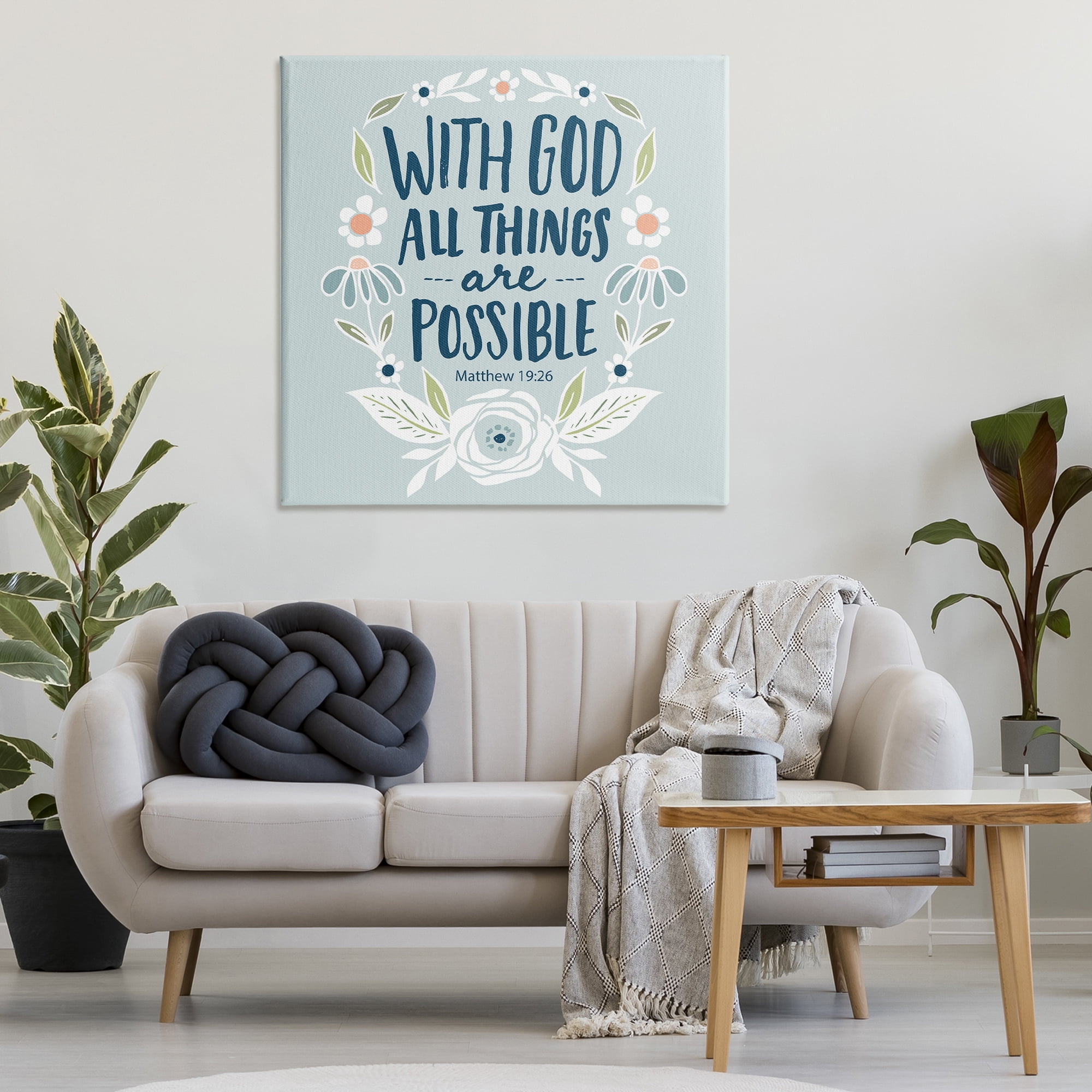 Stupell Industries All Things Possible Verse Religious Painting Gallery Wrapped Canvas Art Print Wall Art, 36 x 36