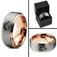 thumbnail image 4 of Tungsten Horse Horses Equestrian Equine Equidae Band Ring 8mm Men Women Comfort Fit 18k Rose Gold Step Bevel Edge Brushed Polished, 4 of 4