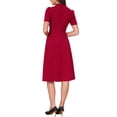 thumbnail image 3 of INSPIRE CHIC Work Dresses for Women Midi Length Button Decro Short Sleeve V Neck A-Line Business Casual Dresses XL Wine Red, 3 of 6