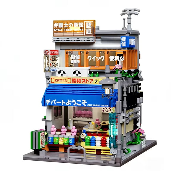 Remocguys Sundries Store Building Set with Light Compatible with Lego City Street Japanese-Style Shop House Model for Adults 1401pcs