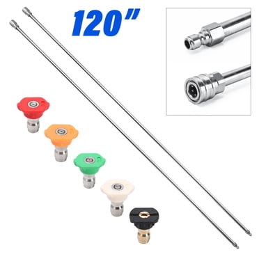 Pressure Washer Extension Wand, 120" Stainless Steel Power Washer Lance (2 x 60") with 5 Spray Nozzle Tips, 1/4" Quick Connect, 4000 PSI Heavy Duty Replacement Wand