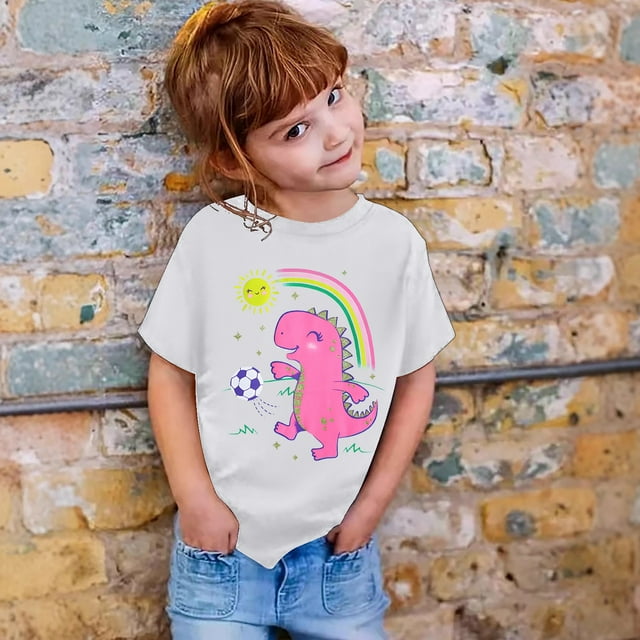 Mode Garçon et Fille Décontractée Imprimé Col Rond T-Shirt Manches Courtes Ample Haut Manches Longues Chemises Dessinateur Chemise Filles Manches Longues Chemises 5t Haut Endroits Chandail Fille Chemises Filles sous-Vêtements Bébé Fille Long