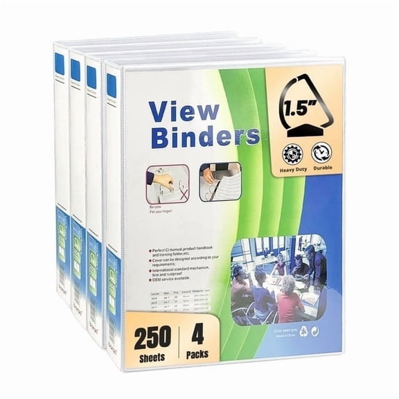 AGCAN 3 Ring Binder 1.5 inch Heavy-Duty View Binders for School, Office, 4 Pack, School Supplies