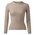 thumbnail image 2 of Aayomet Cardigan For Women Lightweight Women's Chiffon Contrast Knit Sweater Long Sleeve Ruffle Trim Slim Fit Pullover Sweater Top,Khaki M, 2 of 5