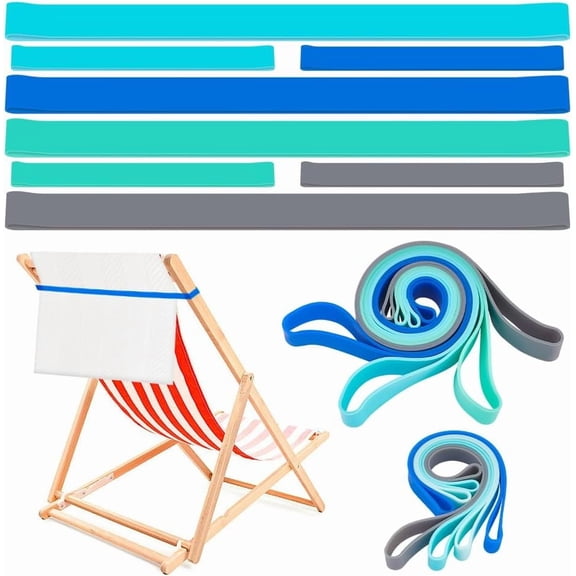8 Pcs Towel Bands for Beach Chairs 2 Sizes Silicone Beach Towel Clips Beach Towel Bands Rubber Bands Chair Bands Stretch Elastic Bands for Pool Chair Cruise Chair(Blue Green Grey) colorful DIY
