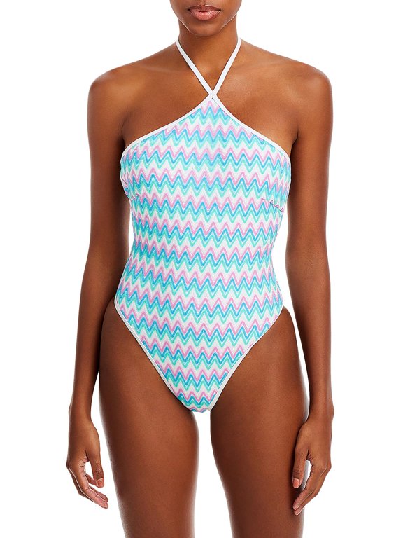 Womens Mirabella Crochet Halter One-Piece Swimsuit