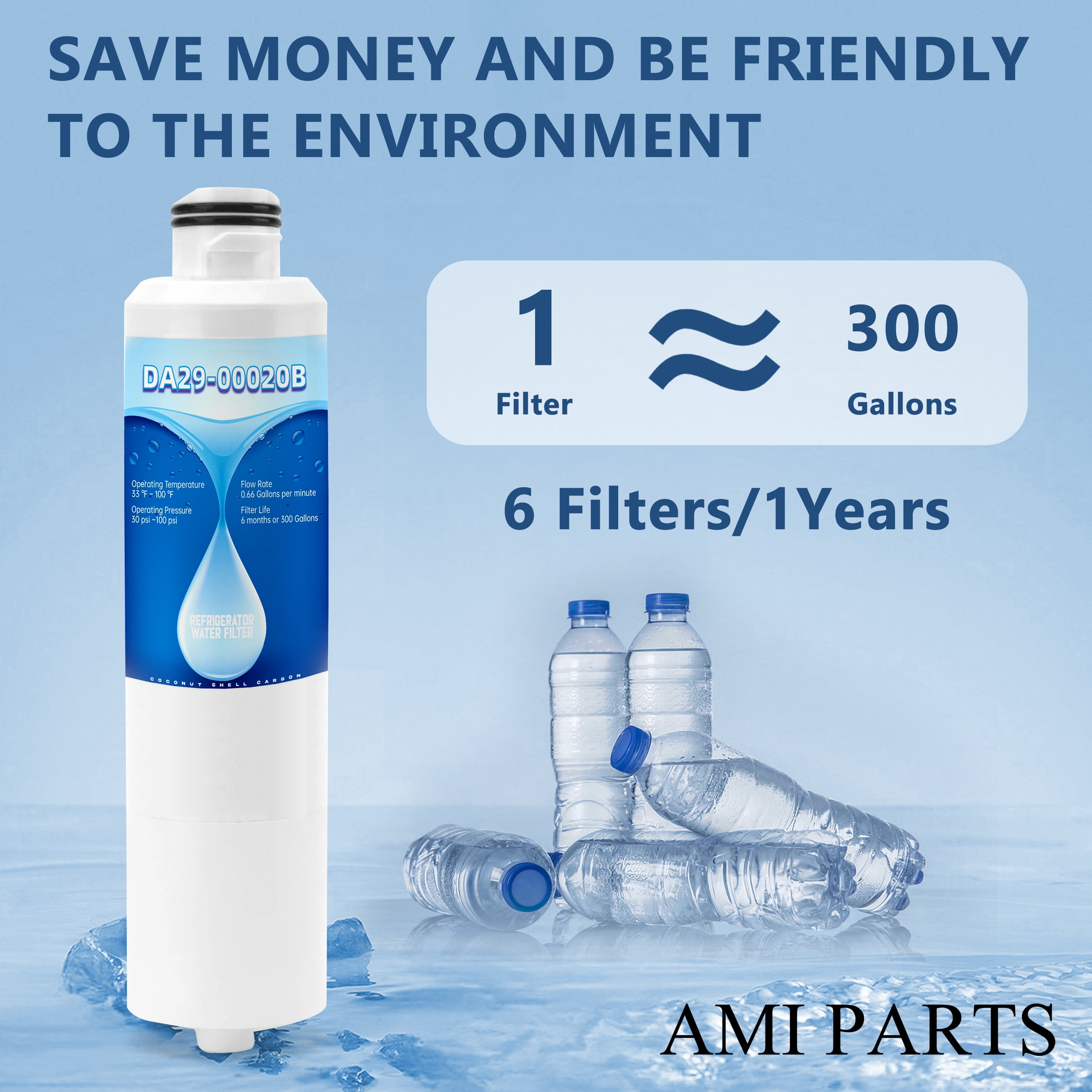 AMI PARTS DA29-00020B Refrigerator Water Filter Replacement for HAF-CIN/EXP, 46-9101, RF4267HARS