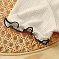 thumbnail image 7 of Fengqque Girl's T-shirt Summer Short Sleeve Tops Bow Lettuce Trim Crew Neck Shirts Loose Fit Casual Basic Tees Beige 5-6 Years, 7 of 7