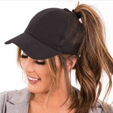 mens baseball cap with ponytail