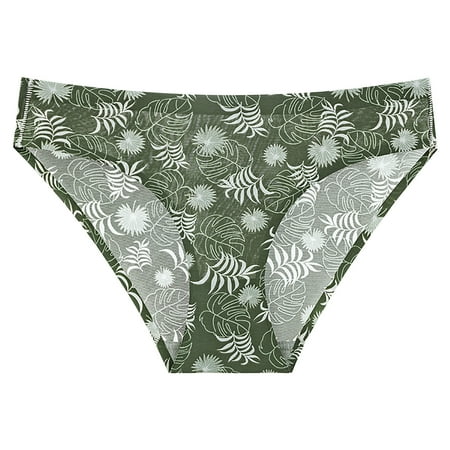 GHSOHS Womens Underwear Panty Cotton Seamless Underwear Womens Underware Women s Floral Print Ice Silk Seamless Low Rise Quick Drying Triangle Panties Cotton Crotch Underwear Green Briefs Womens L