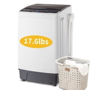 Full Automatic Washing Machine, ZPL 17.6lbs Compact Washer, 2 in 1 Portable Laundry Washer Spin with Drain Pump, Energy Saving Top Load Washer for Apartment Dorm