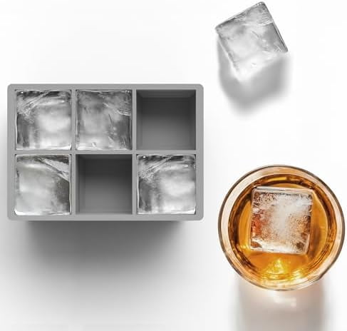 Silicone Ice Cube Trays – Large Silicone Molds for 2-Inch Ice Cubes and Spheres Whiskey Ice Cube Trays with Lids for Cocktails & Bourbon – Set of 2