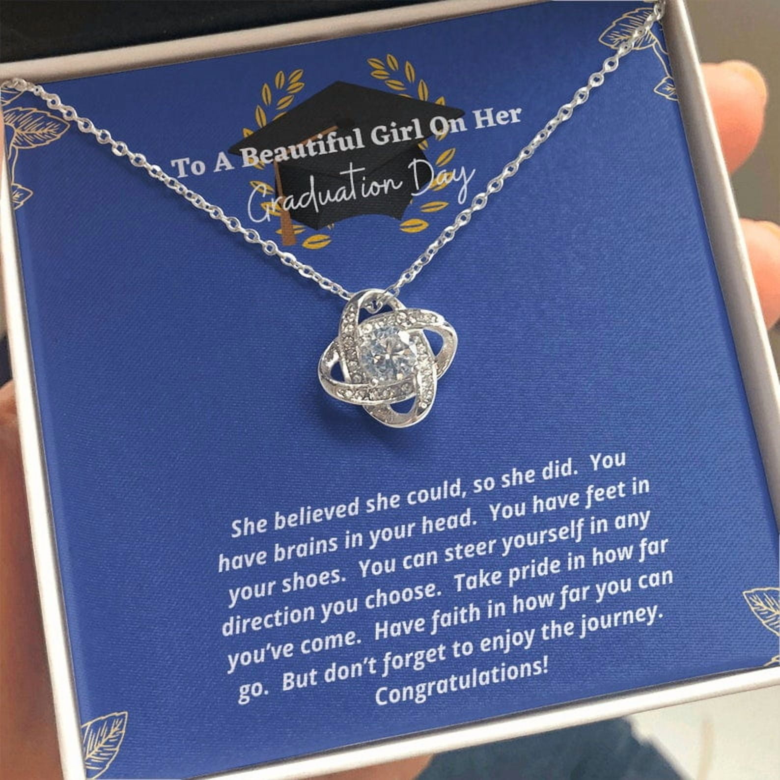 Graduation Gift Necklace, Graduation Her, College Graduation Her, High School, Senior Graduation Class of 2023, White Love Knot Necklace