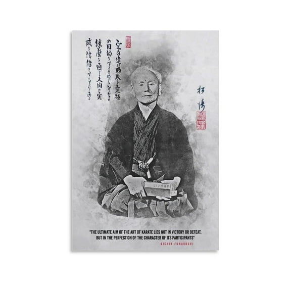 Gichin Funakoshi Karate Canvas Wall Art Posters For Room Aesthetic And Decor Canvas Painting Wall Art Poster for Bedroom Living Room Decor