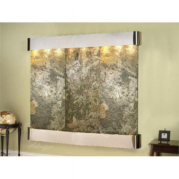 Adagio SRR2002 Solitude River-Round-Stainless Steel-Green-Natural Slate Wall Fountain