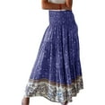 thumbnail image 3 of YUEJUIR Skirts for Women Women Fashion Plus Size Skirts Summer Boho Long Skirt Floral Printing Wrinkle Skirt Skirts Linen Skirt Skirts for Women Trendy Summer (Blue,L), 3 of 4