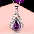 thumbnail image 6 of Meitianfacai Mothers Day Gifts Necklaces For Women Drop-shaped Amethyst Purple Pendant Silver Necklace Clavicle Chain Women, 6 of 7