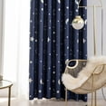 thumbnail image 5 of Moon Curtains Star Curtains Navy Star Blackout Curtains for Kid's Bedroom - Grommet Thermal Insulated Room Darkening Printed Curtains for Living Room NavyBlue 100*200cm, 5 of 9